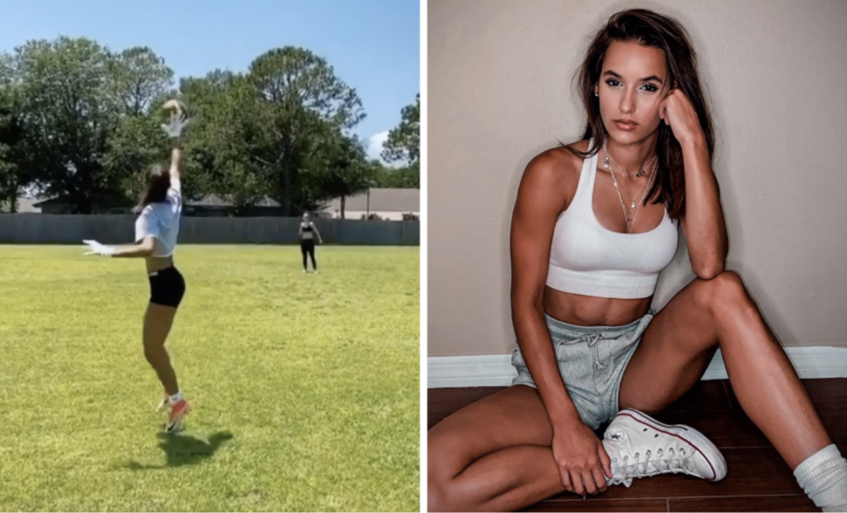 Instagram model's one-handed catch is going viral.