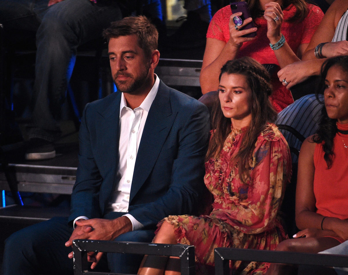 Aaron Rodgers and Danica Patrick at an awards show.