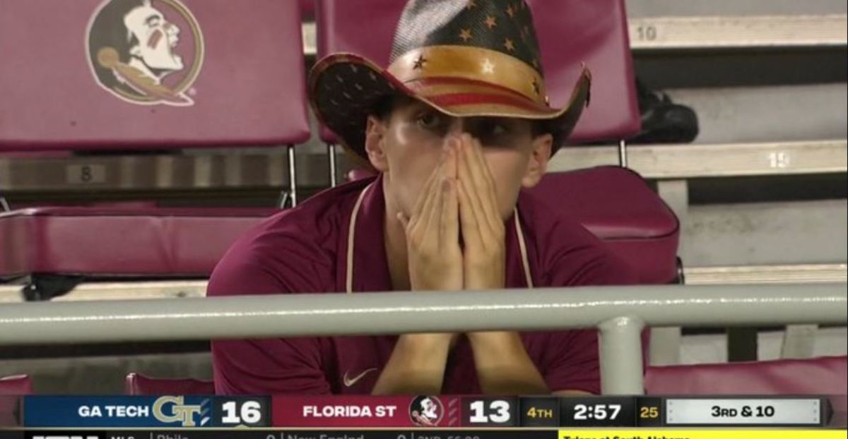 Florida State football fan during 2020 loss to Georgia Tech.
