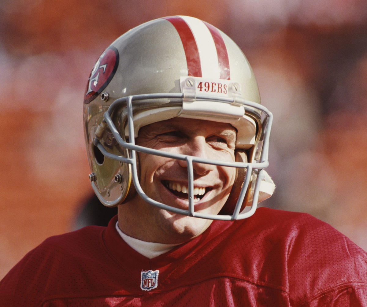 A closeup of Joe Montana in a 49ers uniform.