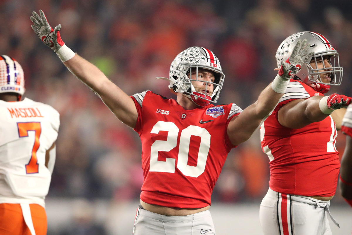 Ohio State linebacker Pete Werner celebrates a play against Clemson.