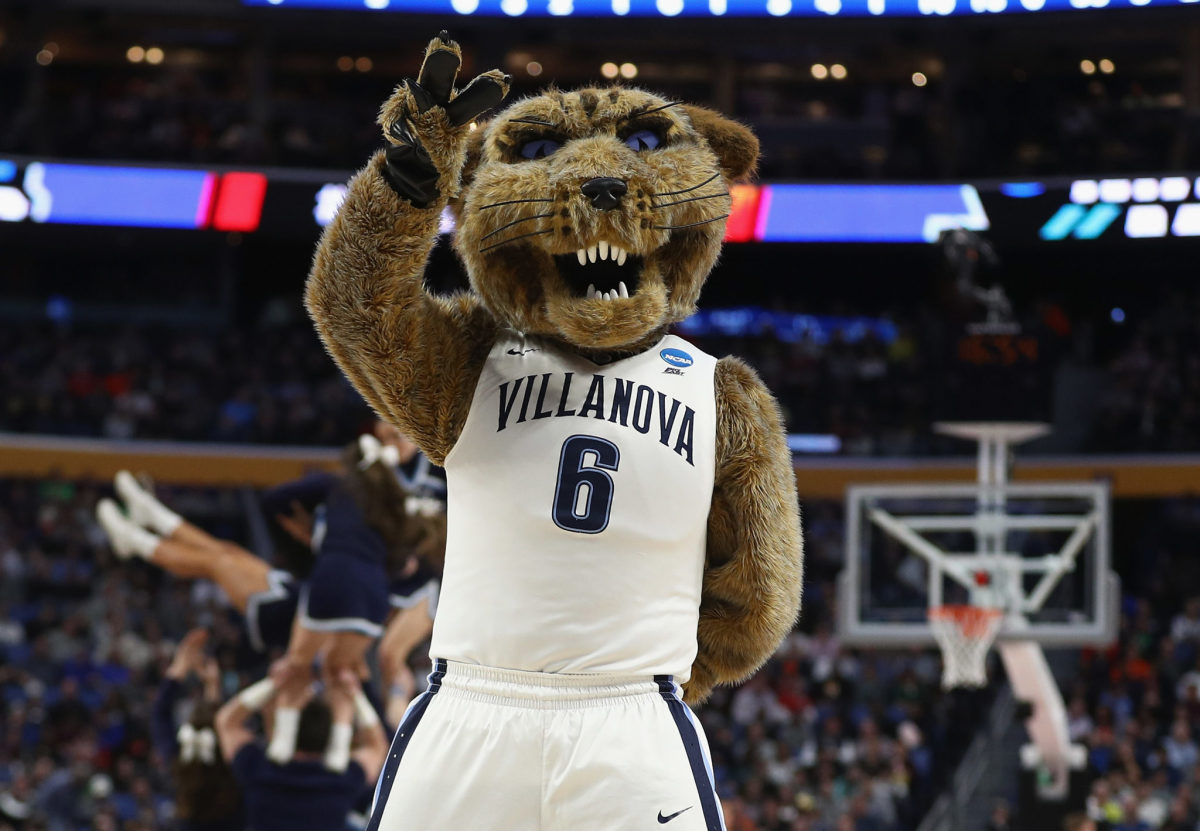 A closeup of Villanova's mascot.