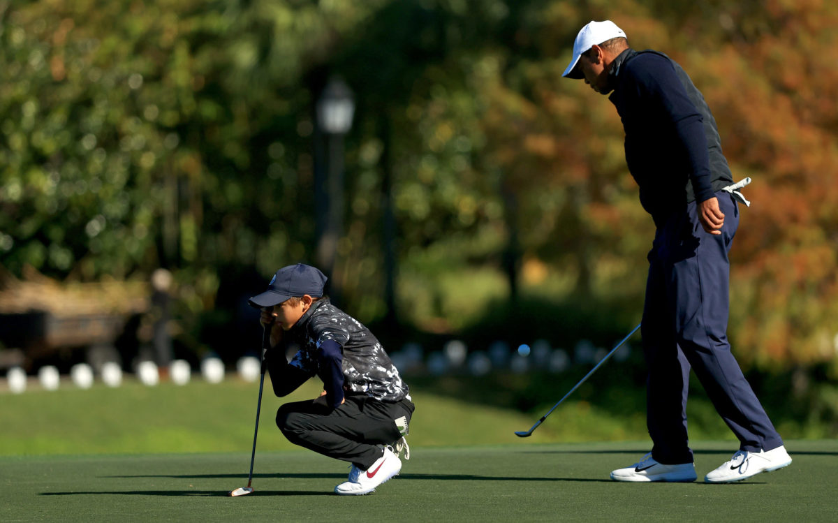 Tiger Woods and Charlie Woods on Saturday.