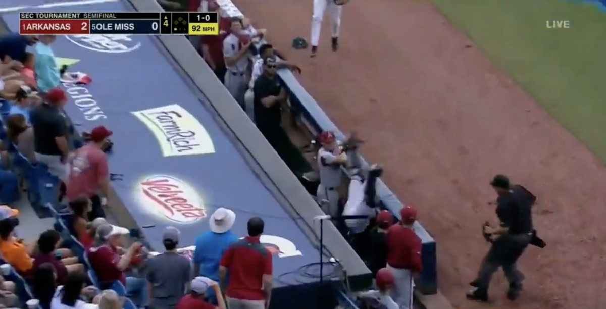 Watch Ole Miss Baseball Catcher Makes An Incredible Catch The Spun