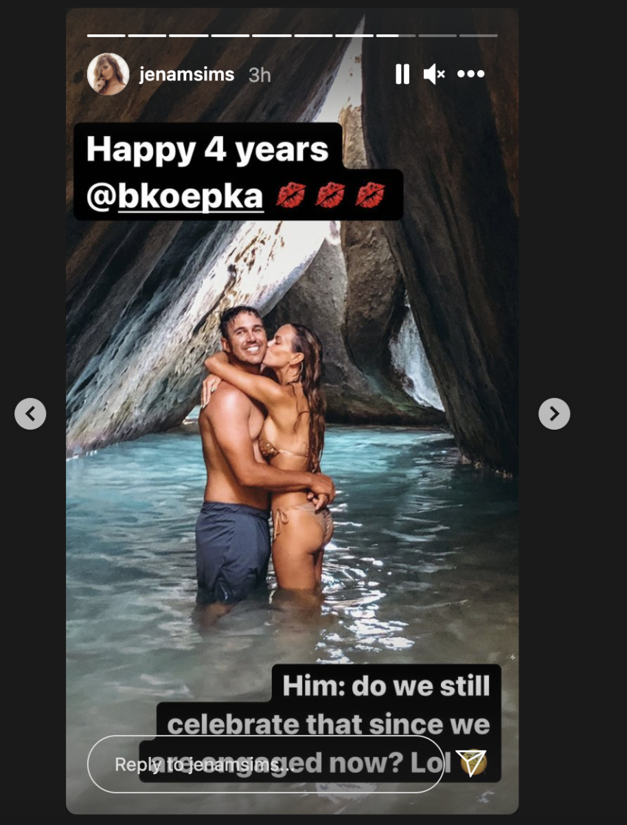 Jena Sims celebrates anniversary to Brooks Koepka.