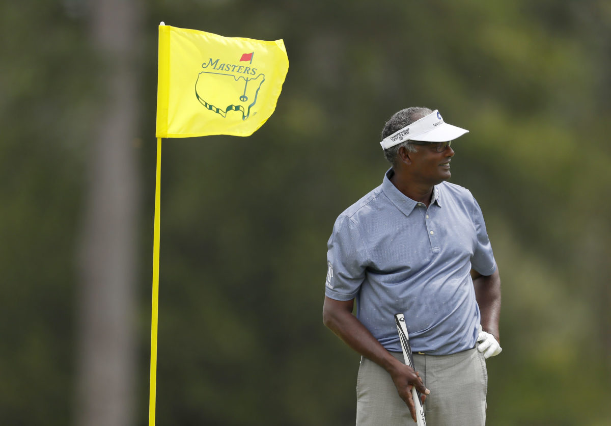 Vijay Singh on the green at the Masters.