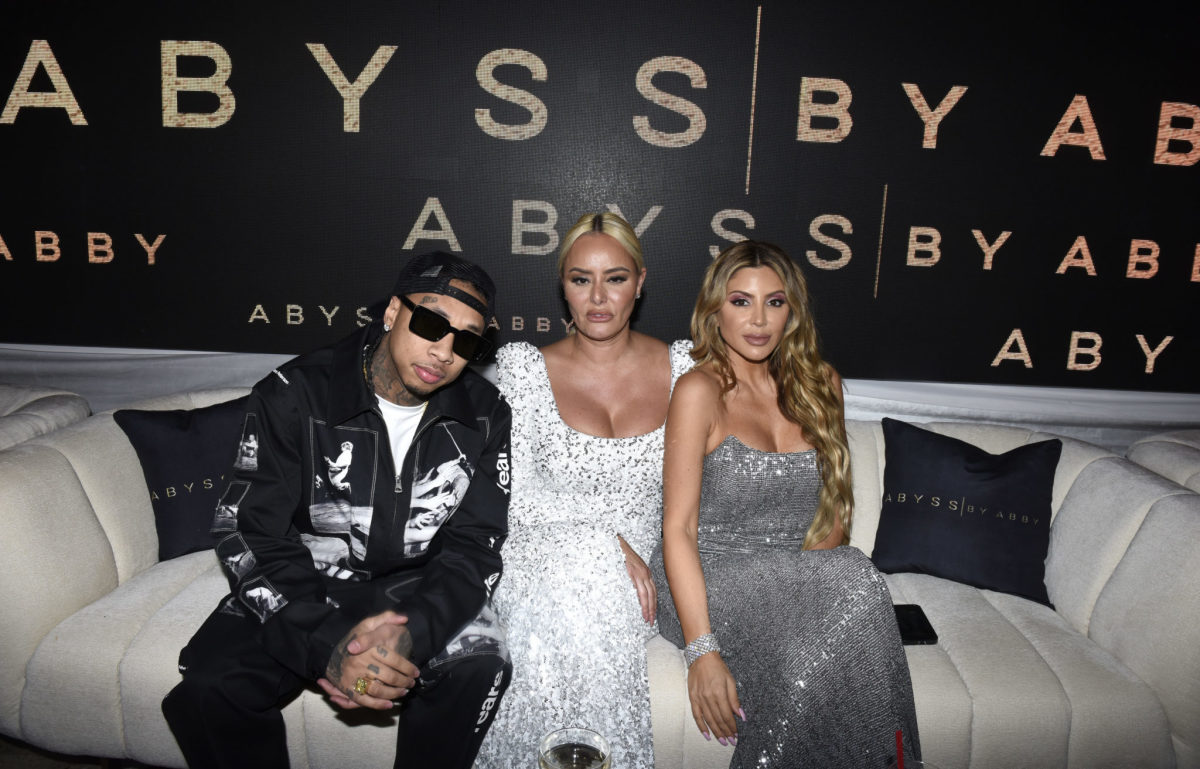 Larsa Pippen at a launch party with Tyga and Abby Kheir.