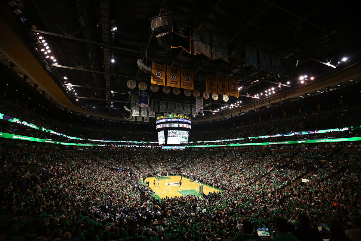 A general view of the Boston Celtics court.