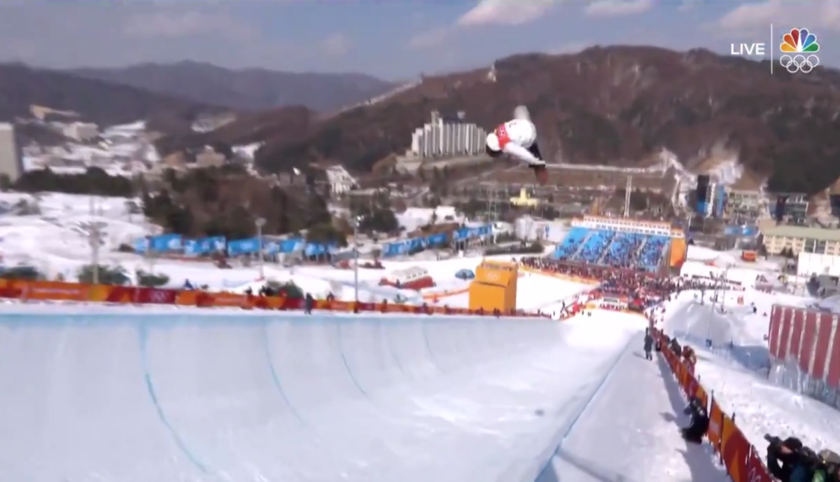 Shaun White performing in the halfpipe.
