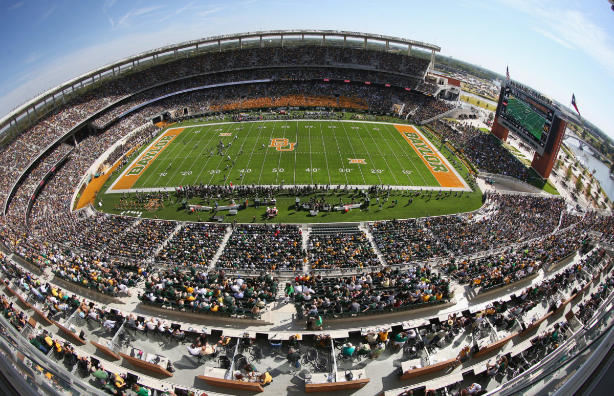 A general view as the Baylor Bears take on the West Virginia Mountaineers in the first quarter at McLane Stadium.