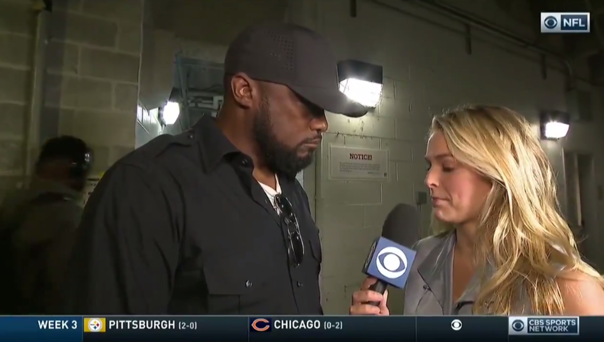 Mike Tomlin gives pregame interview.