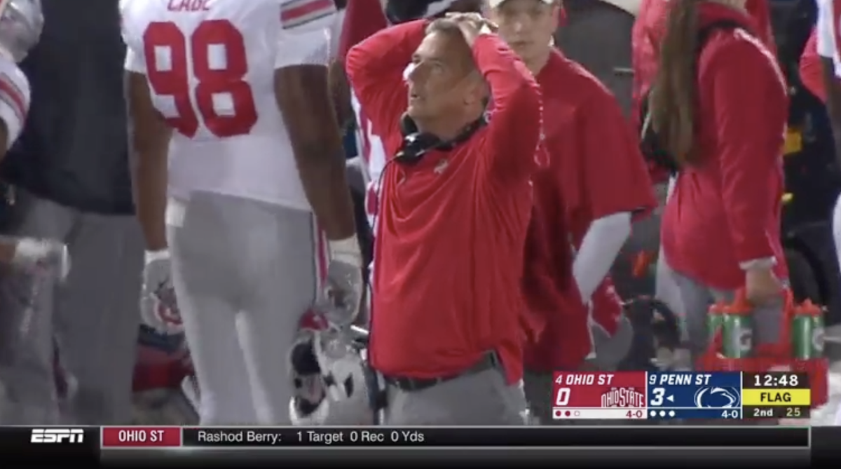 urban meyer is not happy on the sideline
