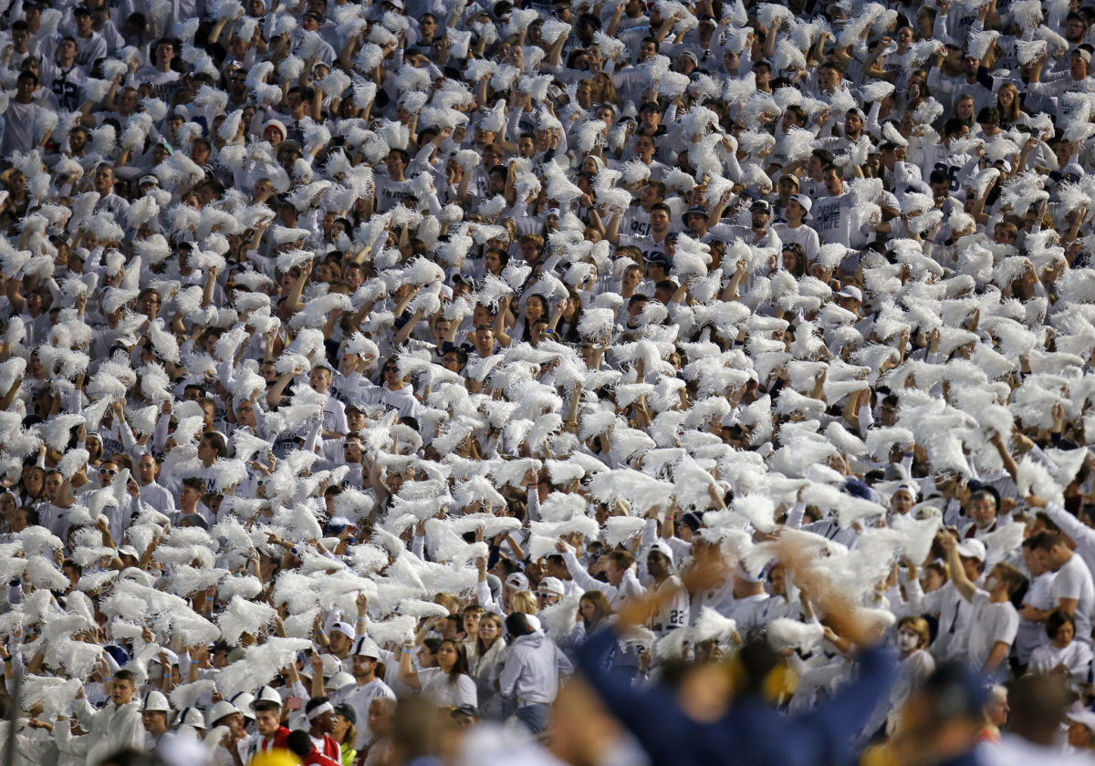Penn State fans during whiteout game against Michigan.