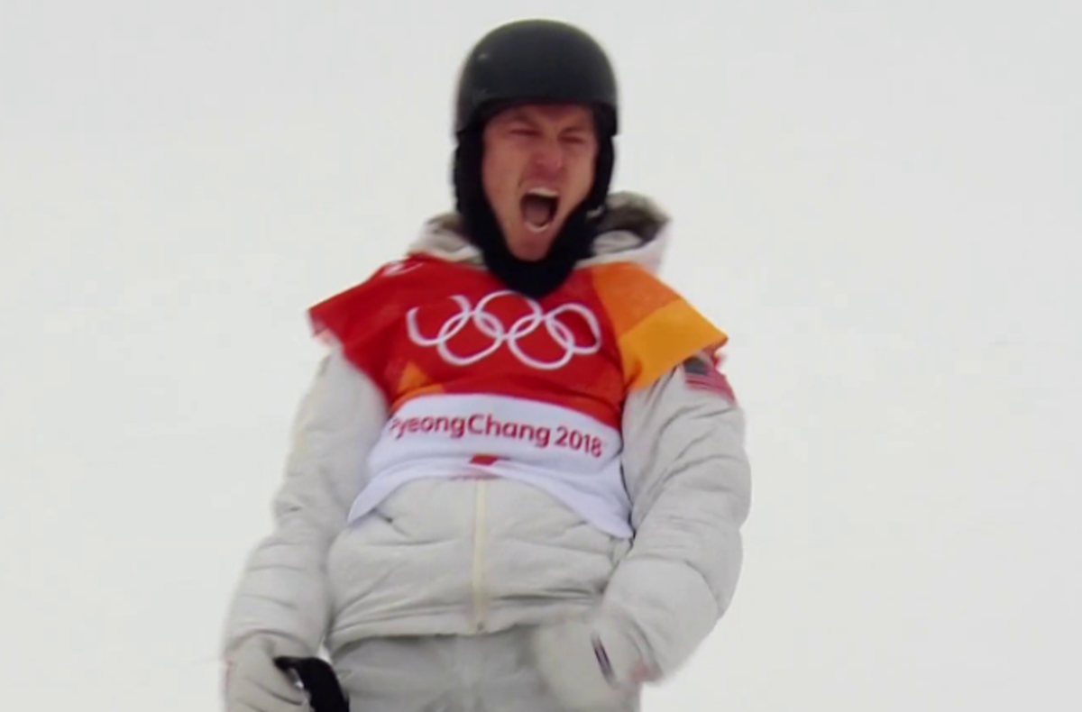 Shaun White screaming after winning gold.