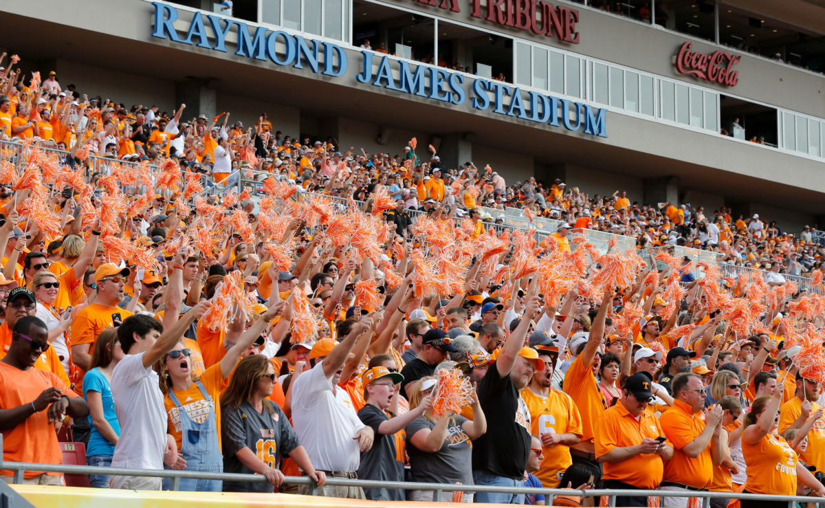 Tennessee fans celebrate at the Outback Bowl.