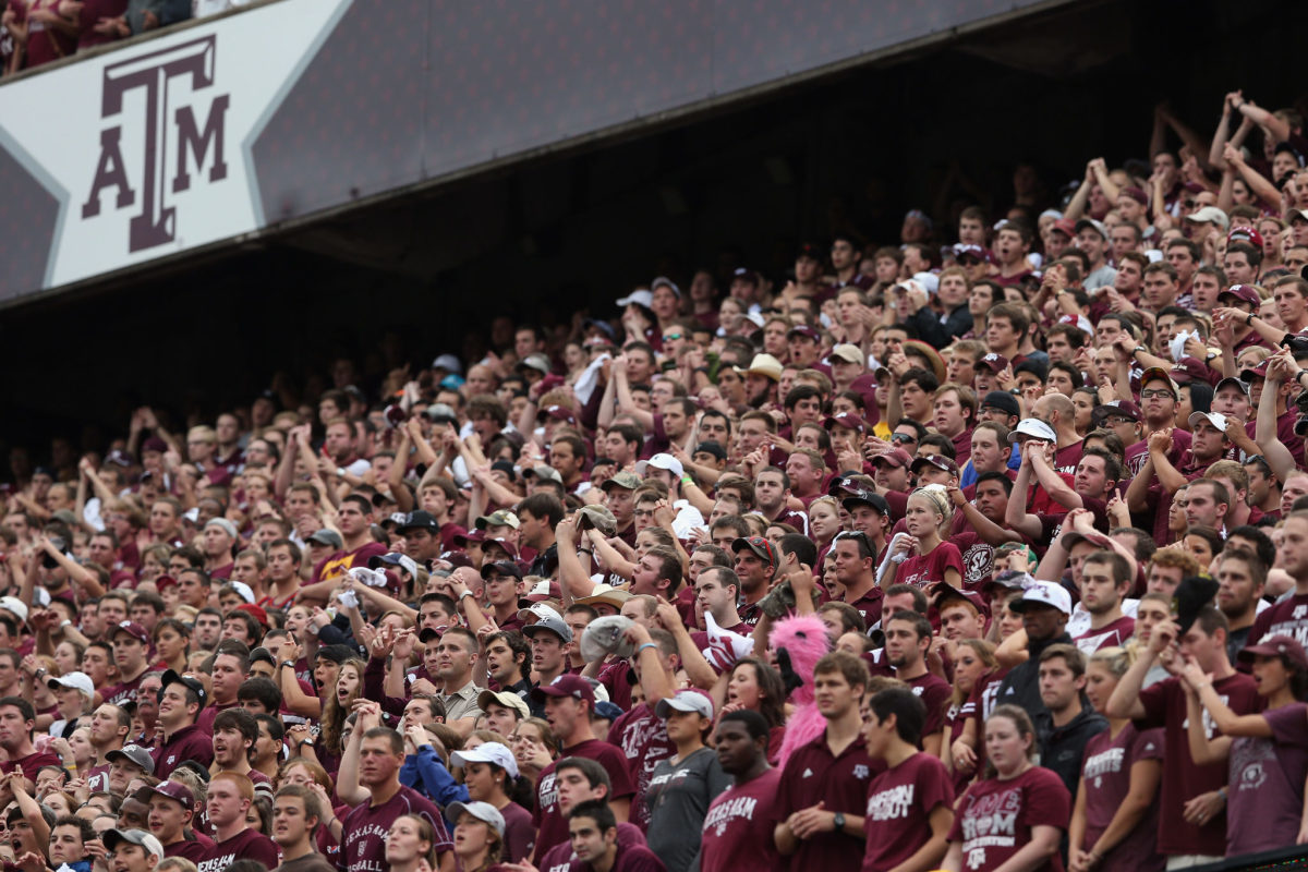 A photo of the fans in Texas A&M's football stadium.