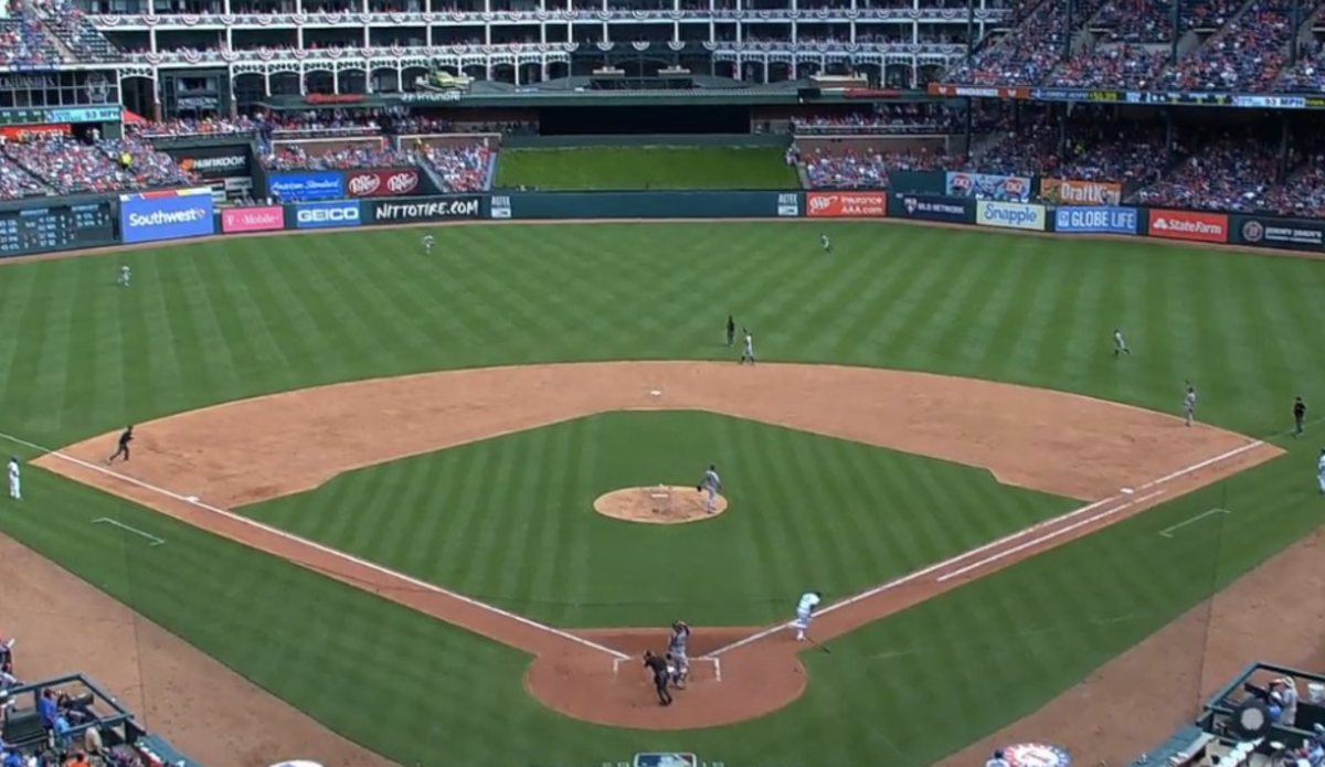 The Astros used a four-man outfield against Joey Gallo.