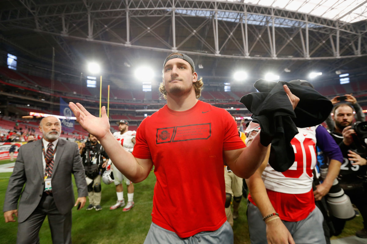 Joey Bosa walking off the field after an Ohio State football game.