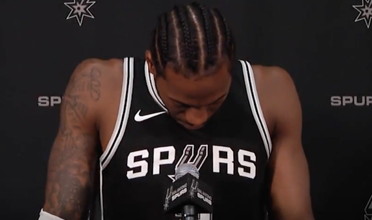 Kawhi Leonard speaks at Spurs press conference.