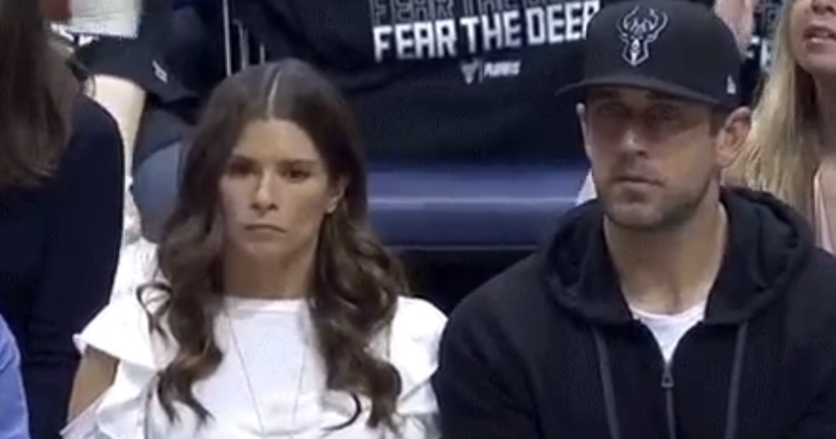 aaron rodgers and danica patrick at the bucks game