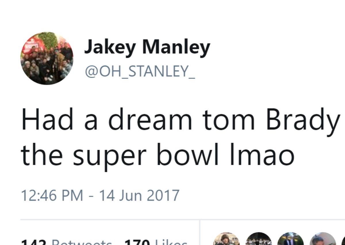 An Eagles fan's tweet about Nick Foles and Tom Brady.