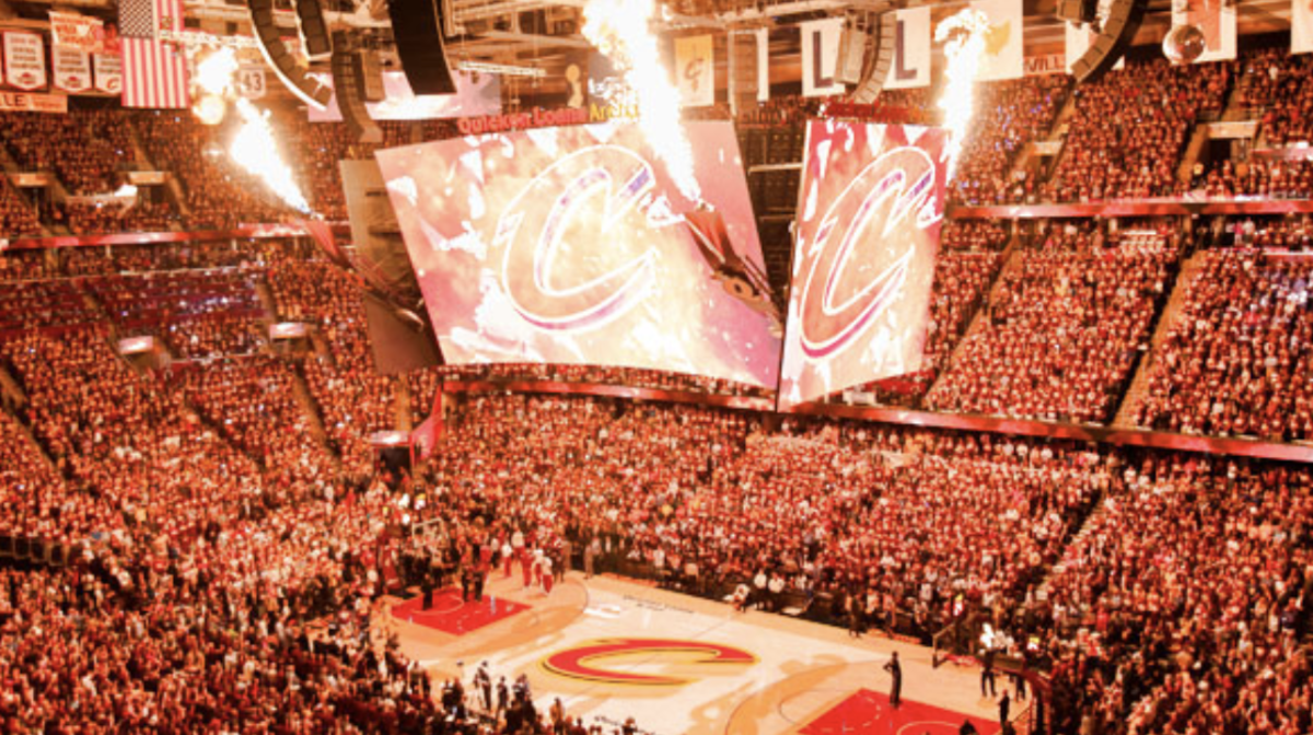 A general view of the Cleveland cavaliers basketball court.