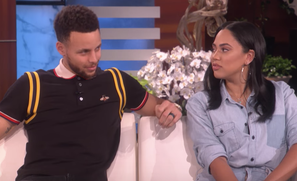 steph curry and his wife, ayesha, on the ellen show
