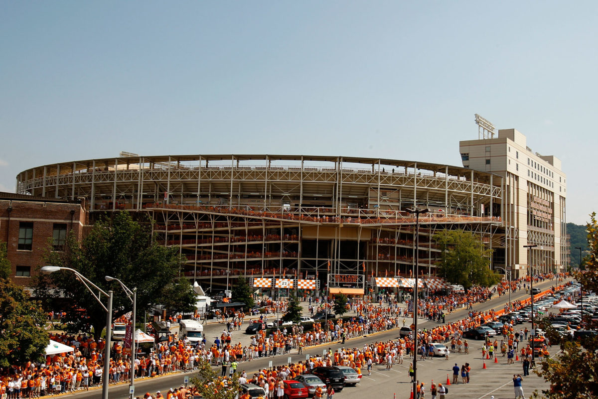 An outside shot of Neyland Stadium before a game.