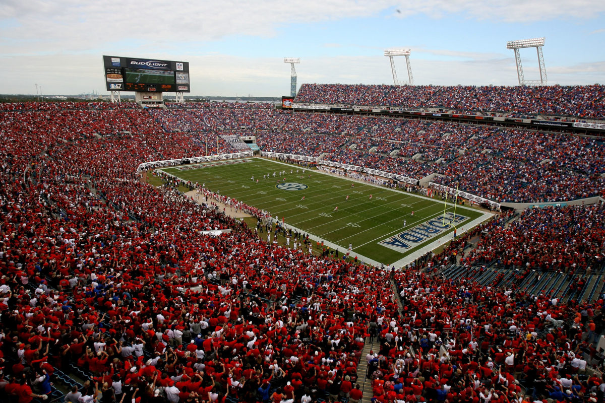 A general view of the SEC Title game being played between Georgia and Florida.