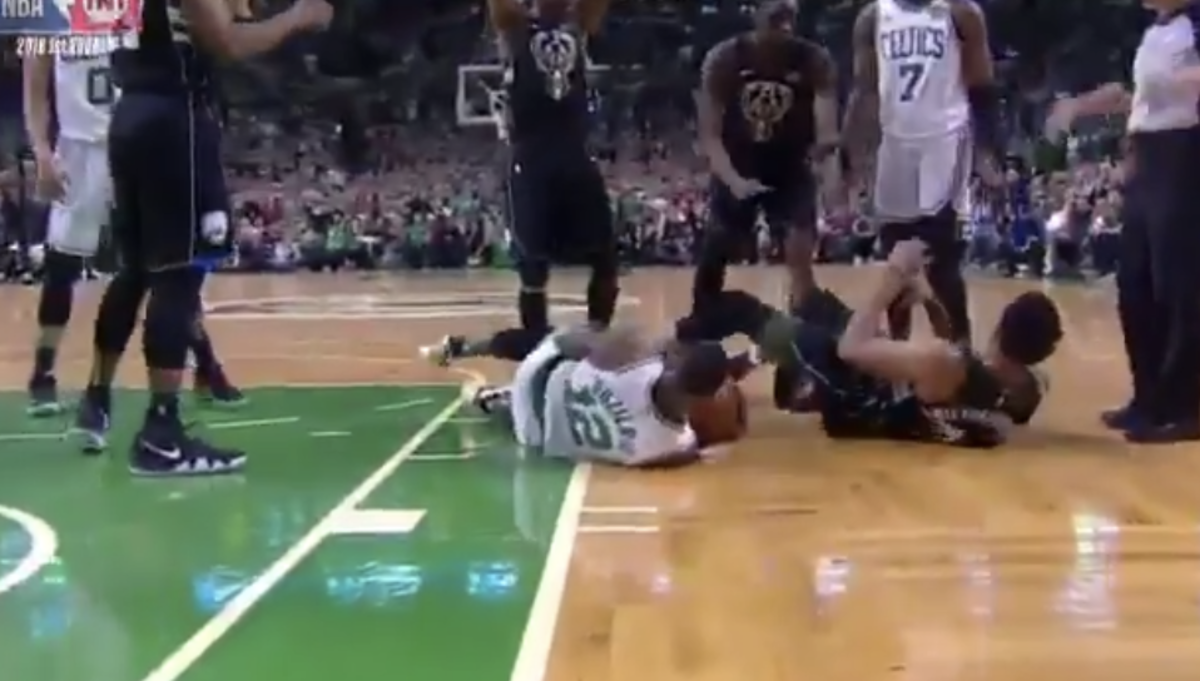 Giannis Antetokounmpo fouls out of game 1 vs. the Celtics.