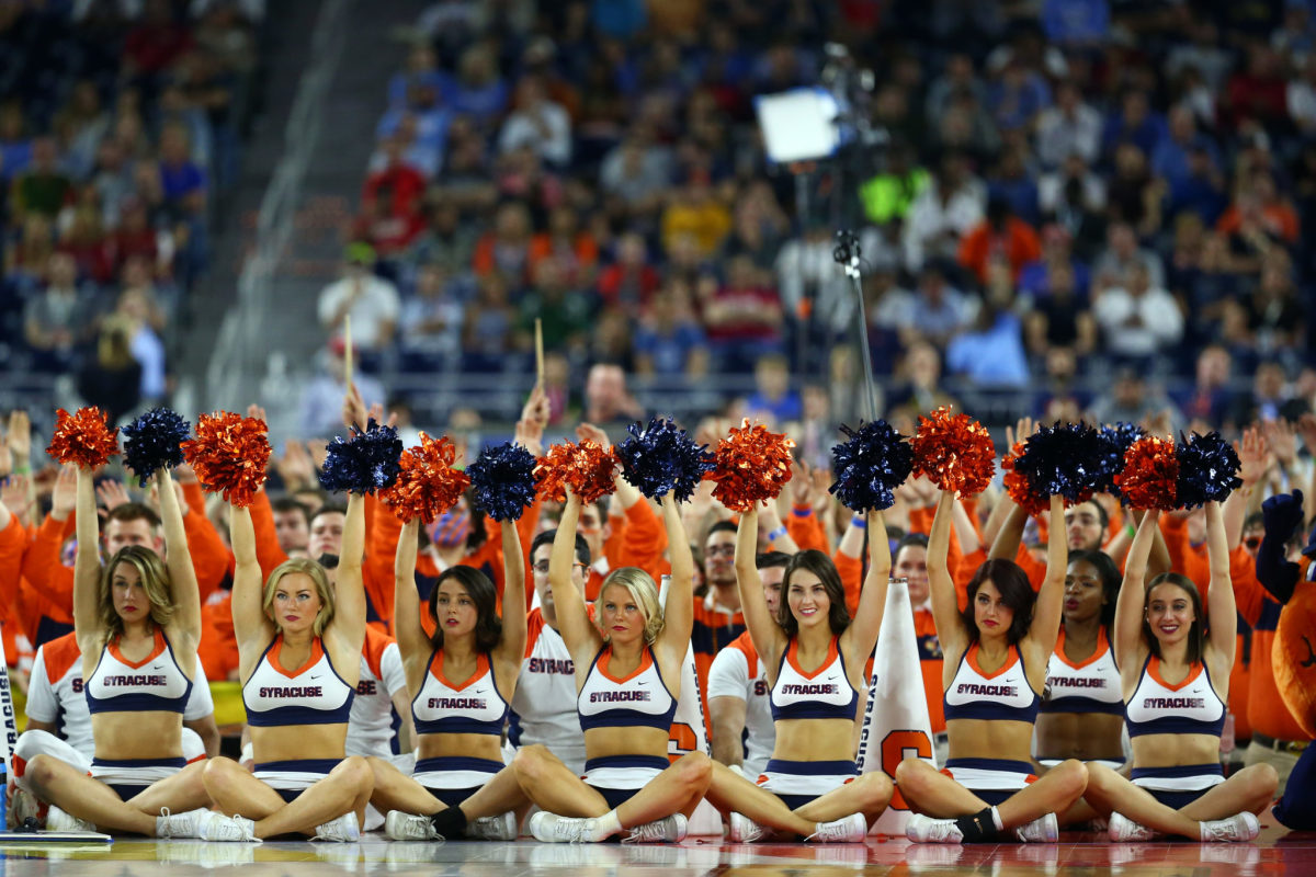 Syracuse cheerleaders perform during game.