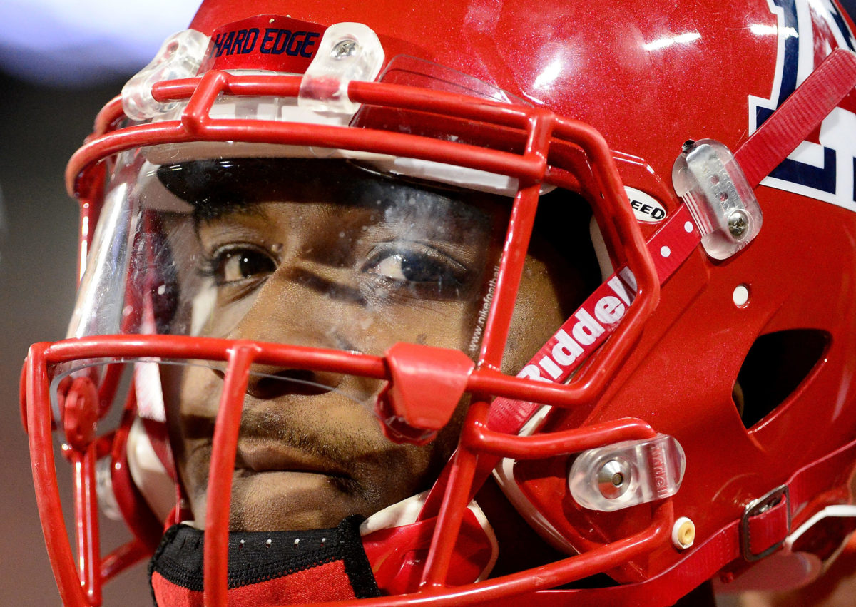 close-up view of Khalil Tate before game.