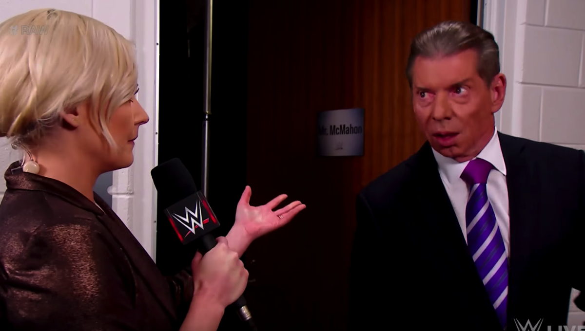 Vince McMahon appears on WWE Raw.