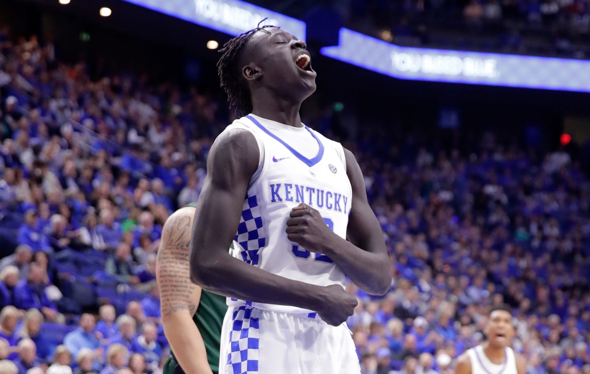 Wenyen Gabriel is fired up during game against Cleveland State.