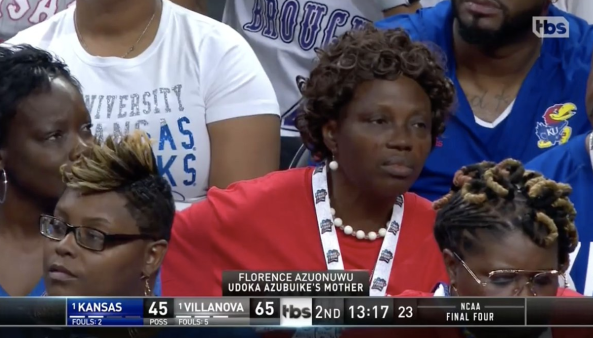 Udoka Azubuike's mother watches him play in the Final Four.