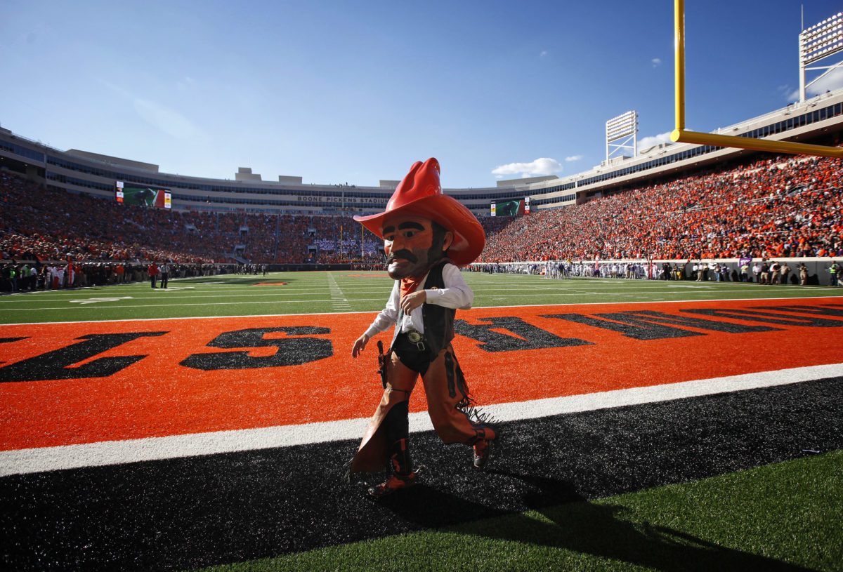Pistol Pete walks on the field during a game.
