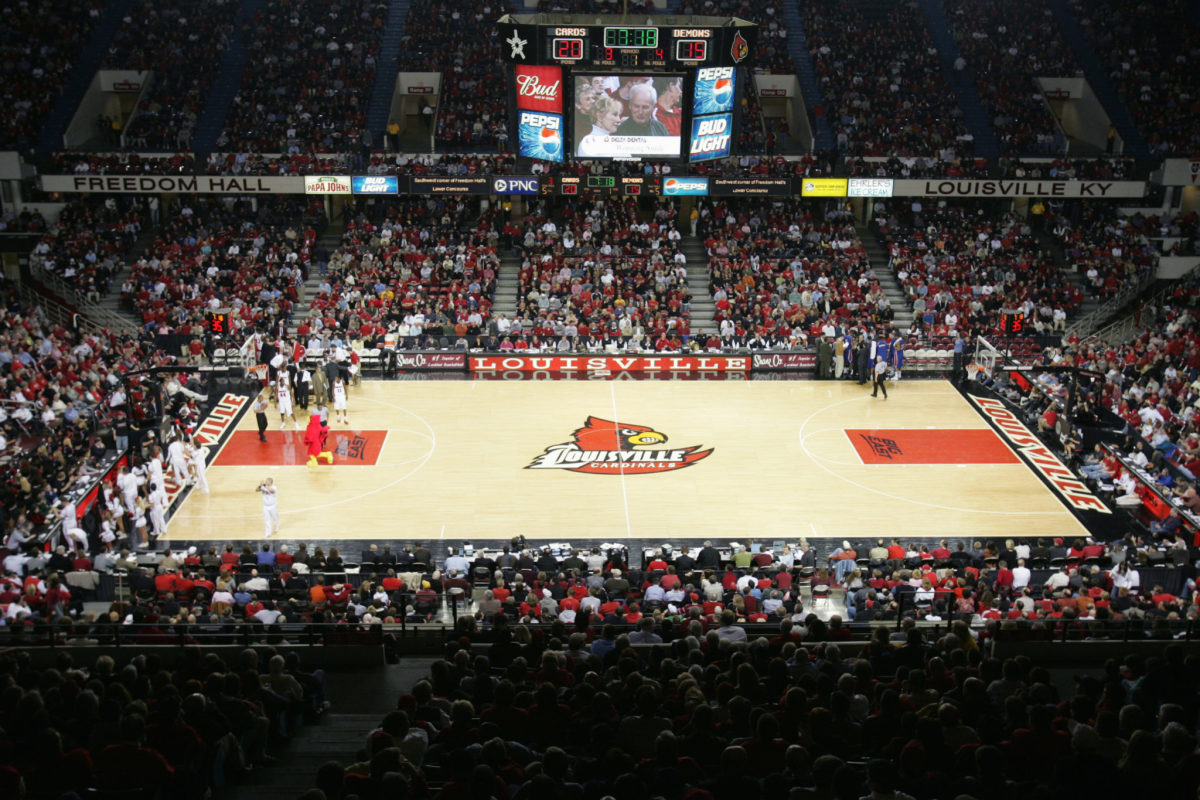 A high view of the court at Freedom Hall.