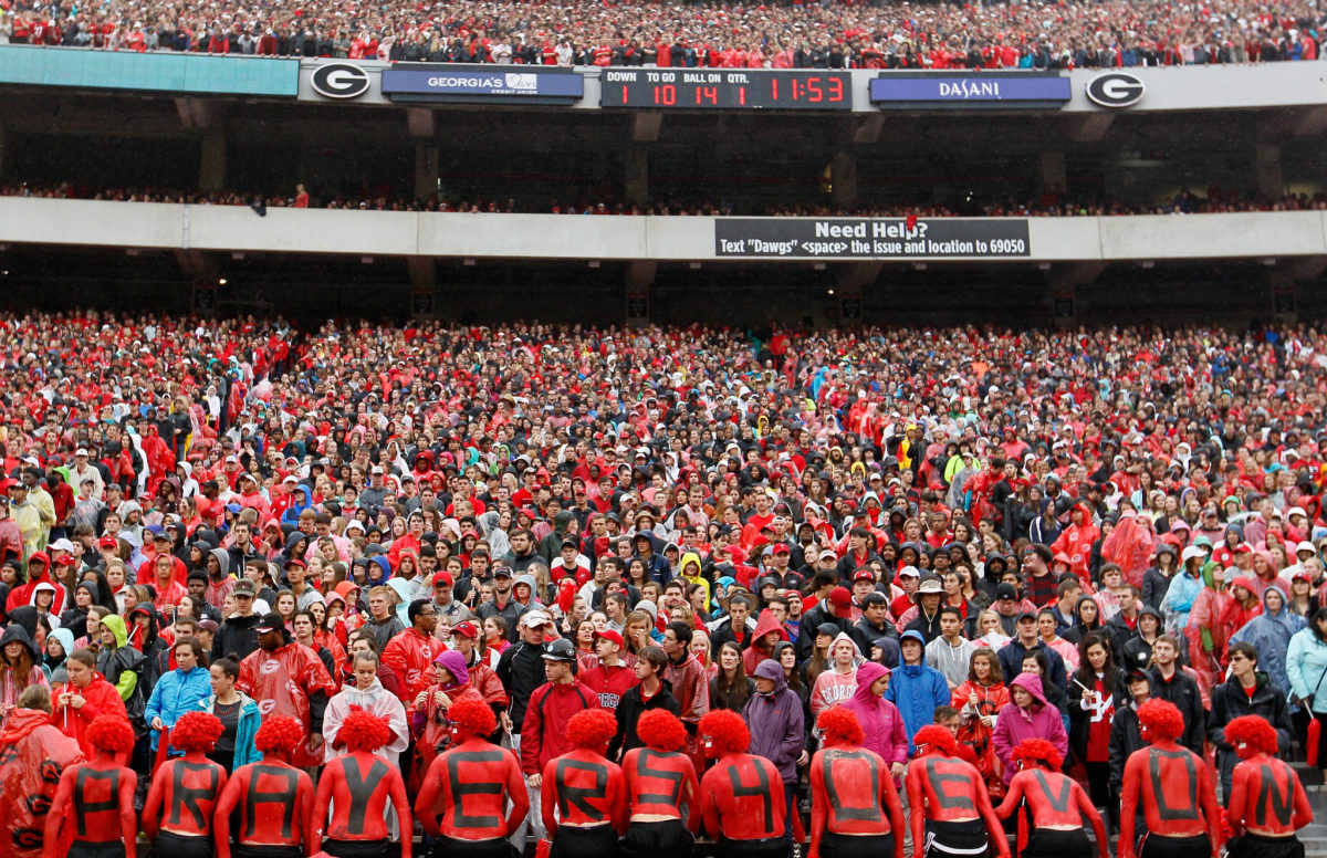 A view of Georgia fans during a football game.