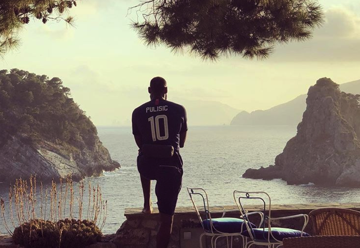 LeBron James wearing a Pulisic jersey in Italy.