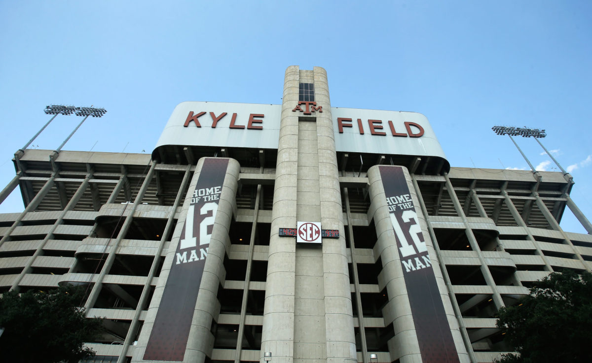 An exterior view of Texas A&M's football stadium