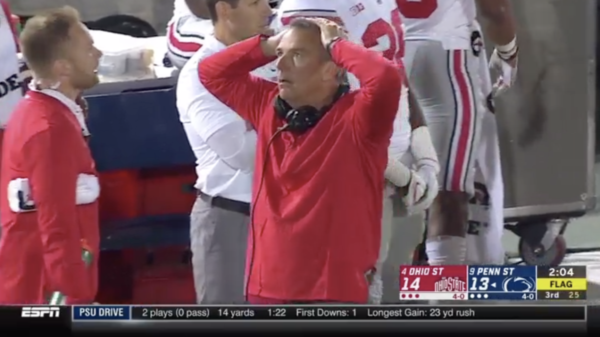 urban meyer is angry on ohio state's sideline vs. penn state
