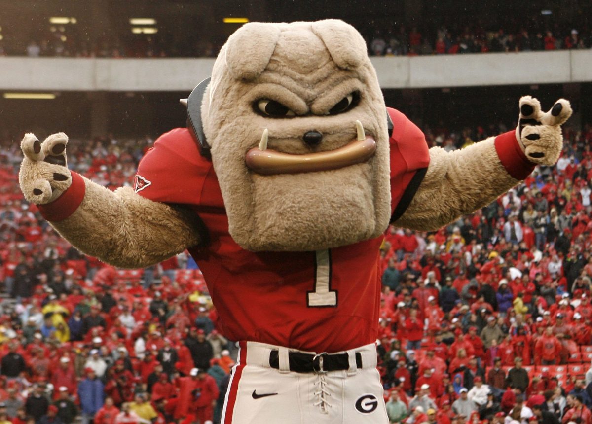 Georgia's mascot posing before the game.