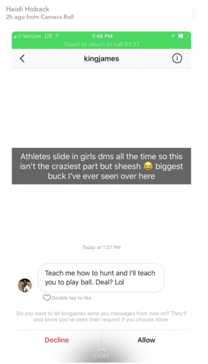 Instagram model's alleged DMs with LeBron James.
