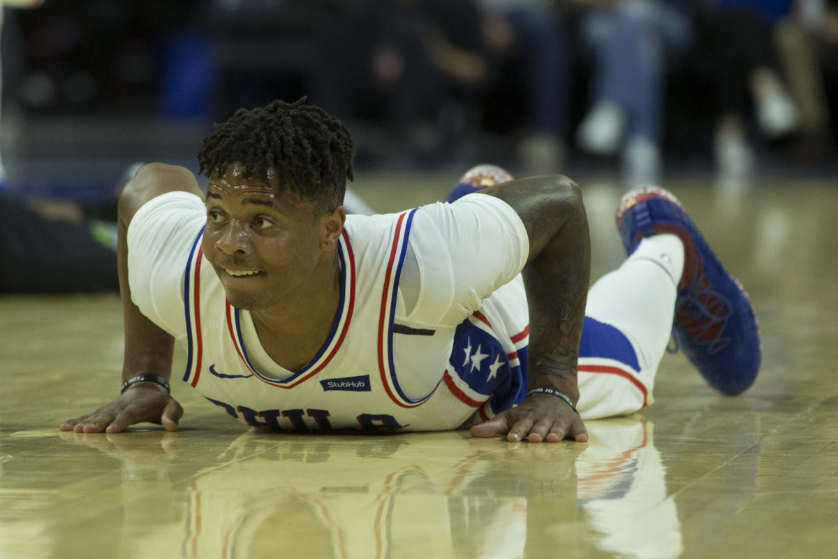 markelle fultz is on the ground for the sixers