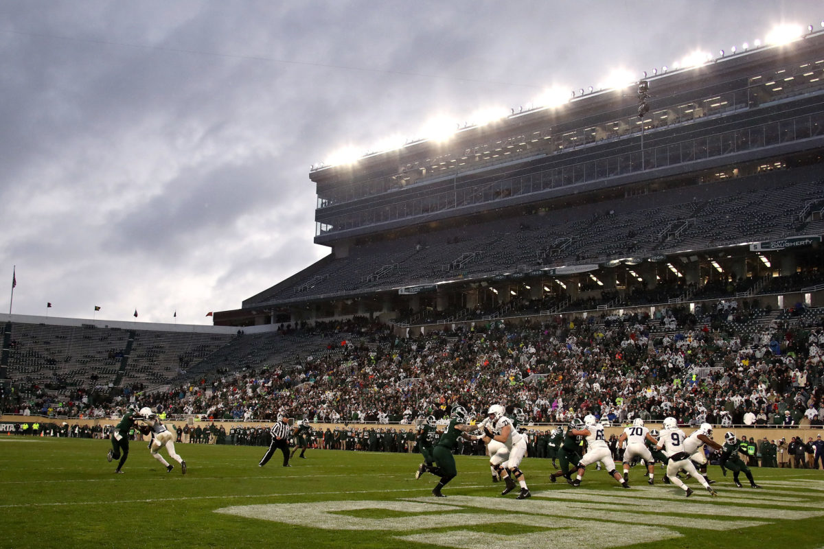 A general view of a football game being played between Penn State and Michigan State