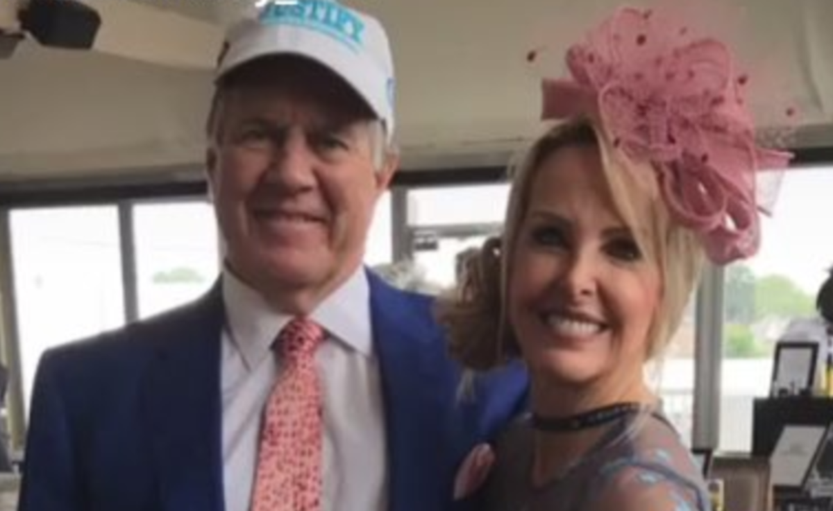 Bill Belichick and girlfriend Linda Holliday pose for a picture at The Preakness Stakes.