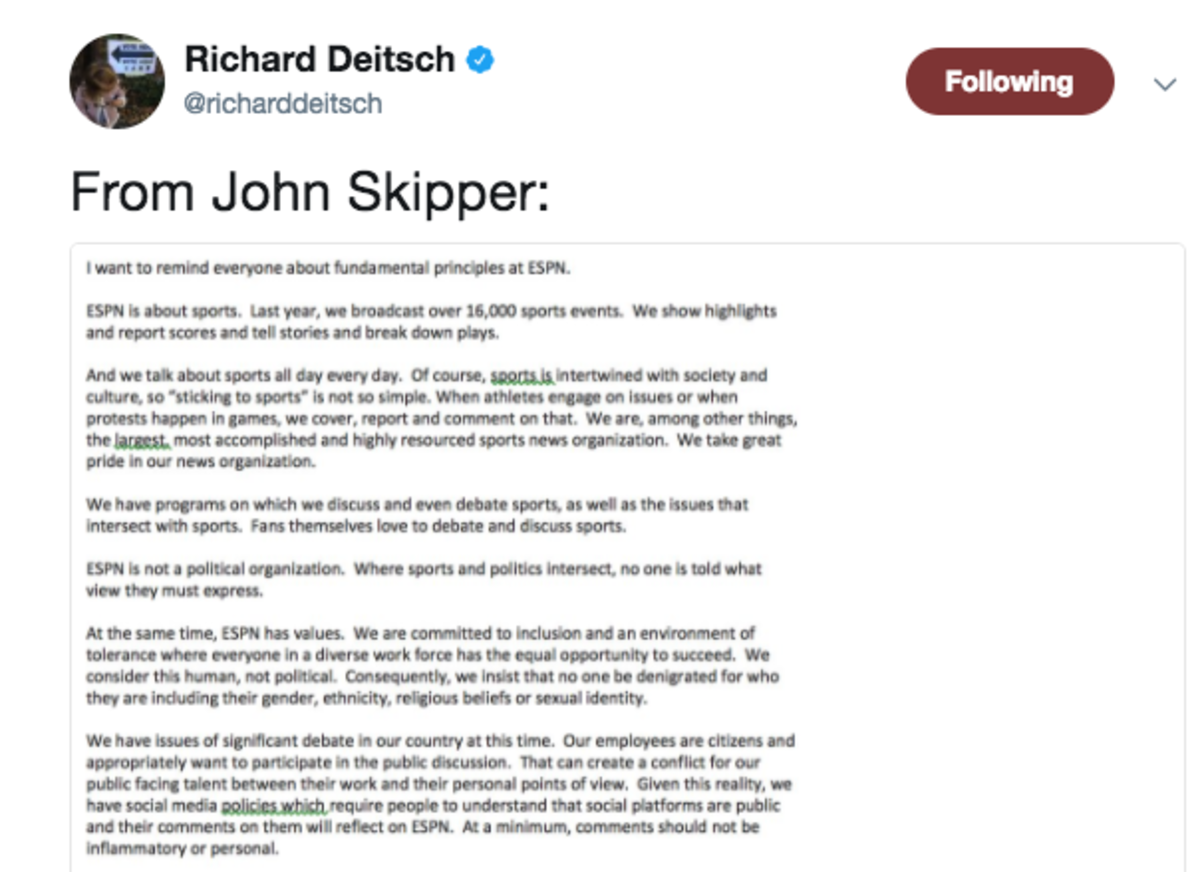 John Skipper's memo to ESPN employees.