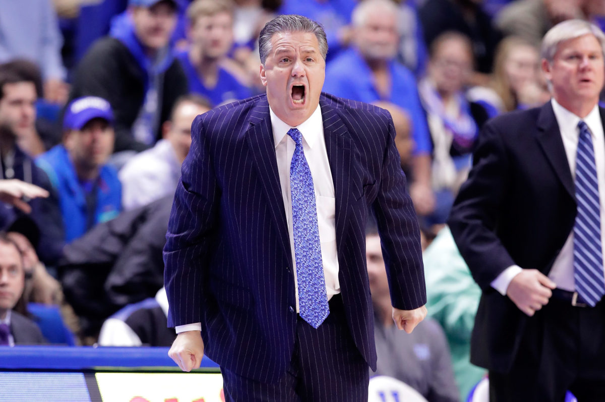 Coach Cal yelling from the Kentucky sidline.