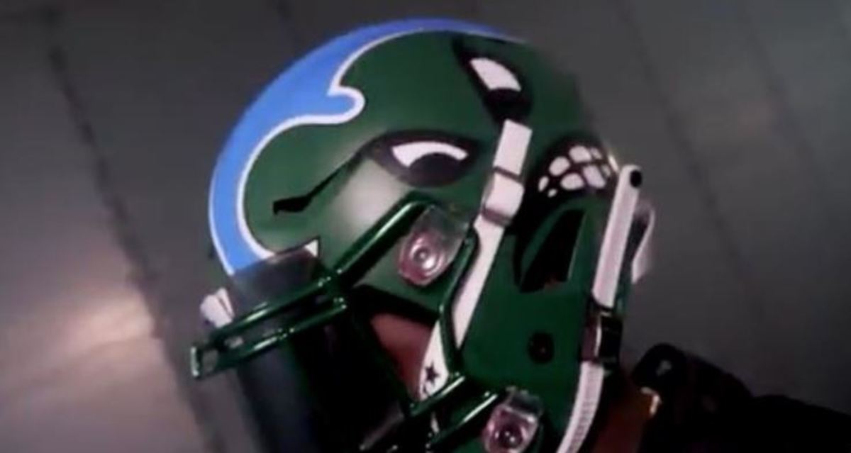 Tulane football's Angry Wave helmet.