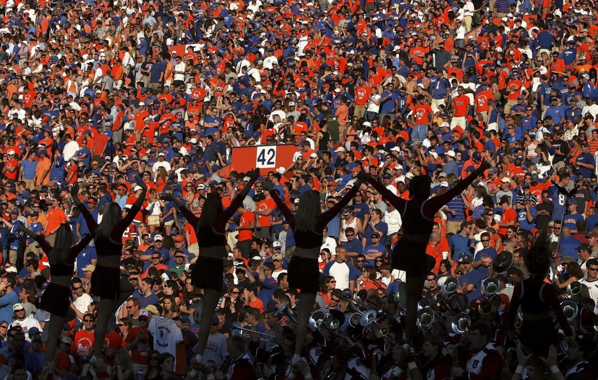 A view of Florida Gators fans during a football game.